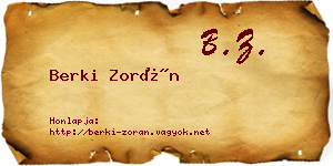 Berki Zorán névjegykártya